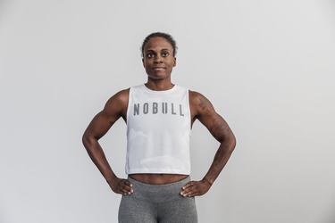 Nobull Muscle Women's Tank Tops White Camo | Australia (IY0739)